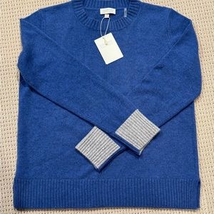 Kinross Women’s Size Medium 100% Cashmere Contrast Trim Sweater